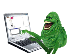 computer,typing,slimer
