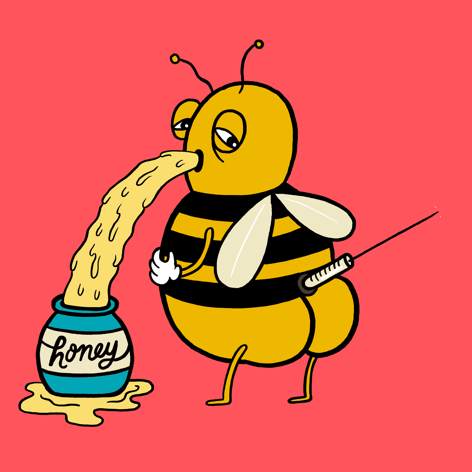 sick,bees,bee,honey,animation,illustration,vomit,puke,god creating animals