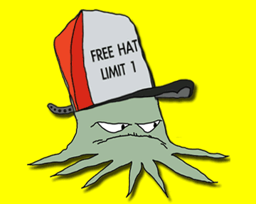 squidbillies,free stuff,free hat,big head,johnny x baby. 