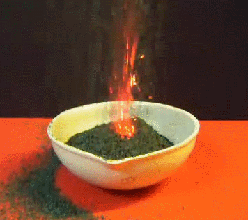 chemical reaction,volcano,chemical,fire,large,ammonium,dichromate