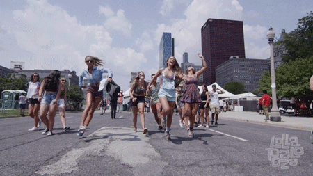 lolla,dance,happy,party,friends,summer,glee,running,jumping,joy,lollapalooza,fest,carefree