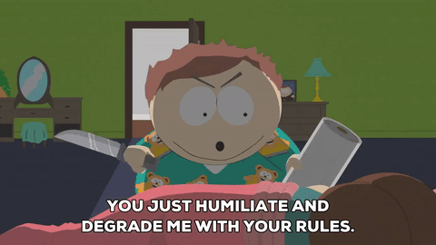 eric cartman,scared,knife,killing,threating