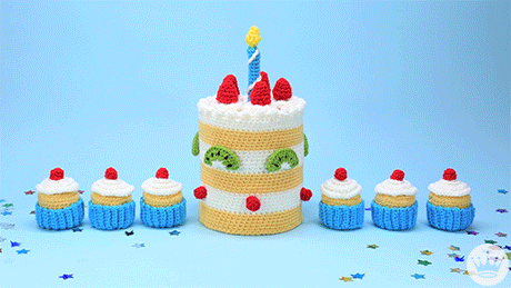 happy birthday,crochet,cake,birthday cake,birthday,stop motion,hallmark,hallmark ecards,hallmarkecards