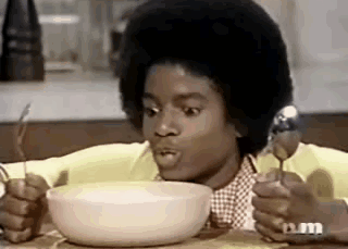 afro,excited,eating