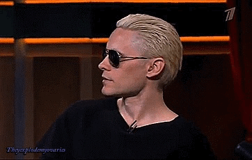 sunglasses,cheeky,lovey,hot,cool,batman,black,interview,jared leto,dope,blonde,silly,joker,russia,tongue,dc comics,30 seconds to mars,daddy,push up
