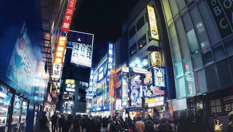 tokyo,loop,cinemagraph,japan,nightlife,shooping,street sign