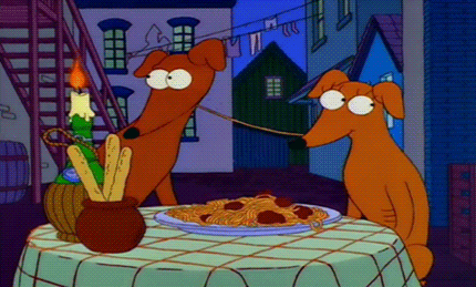 spaghetti,lady and the tramp,parody,growling,simpsons