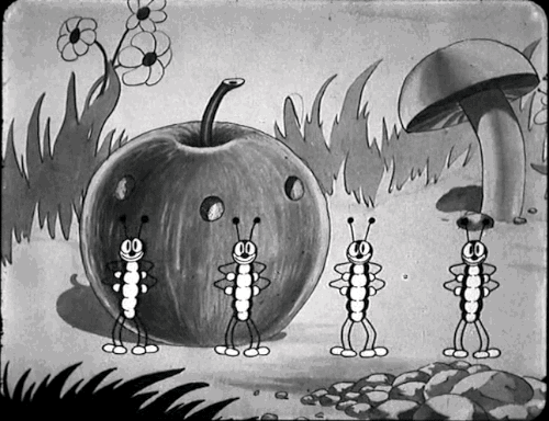 1930,summer,silly symphony,beach,dancing,black and white,disney,vintage,apple,cateillar