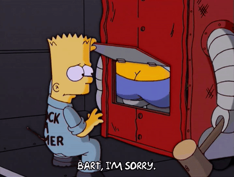 homer simpson,bart simpson,episode 9,scared,season 15,hiding,15x09,apologizing,apologetic