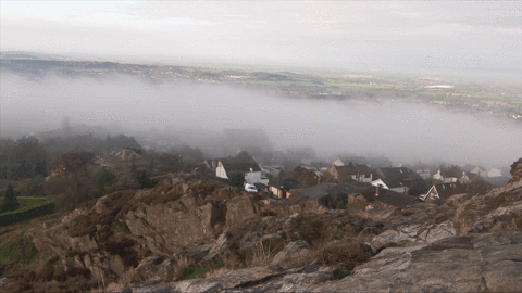 village,cinemagraph,fog,through,passing