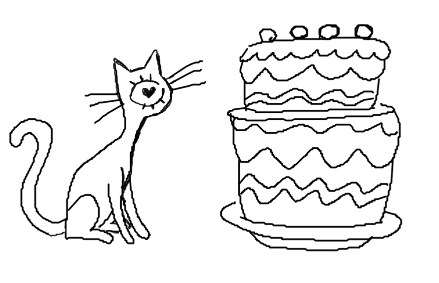 cake,illustration,cool,drawing,prank,animacion,cool cats,cat art,cat food,demon cat,cat drawing,the cake is a lie,ivey cat