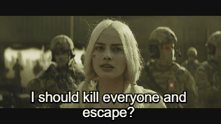 suicide squad,2016,crazy,comics,dc,bad,harley quinn,margot robbie,dc comics,blondie,villain,what was that,bad guys,dc movie,worst of the worst,im kidding,alexabliss,something u can use lol,wipes tear