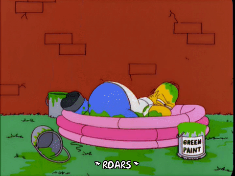homer simpson,angry,season 13,episode 18,13x18,kiddy pool,green paint