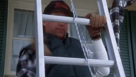 chevy chase,national lampoons christmas vacation,ladder,loop,herp derp