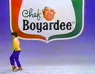 chef boyardee,dancing,vintage,commercial,1989