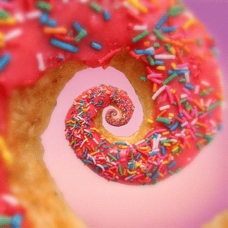 jelly,donut,homer simpson,sprinkle,spiral,endless,loop,pink,color,infinite,doughnuts