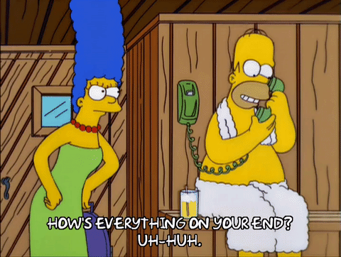 homer simpson,marge simpson,episode 12,excited,talking,season 11,11x12,phonecall