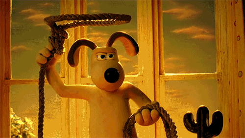 wallace and gromit,lasso,aardman,funny,dog,lol,fail,cowboy,nick park,cracker