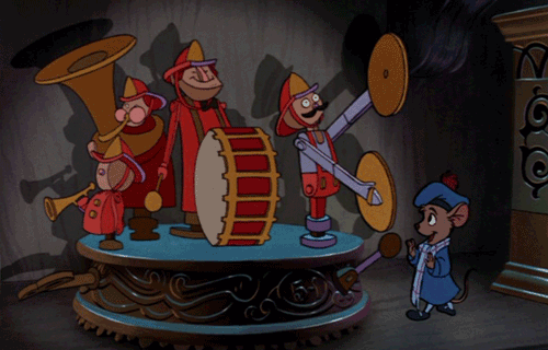music,trumpet,tuba,firemen,great mouse detective,animation,disney,80s,band,drums,toys,1986,mechanical,gere