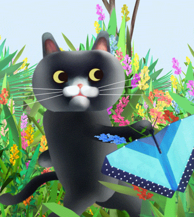 flowers,butterfly,cute,cats,youpi,illustration,cartoon,trois petits chats