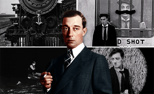 black and white,vintage,birthday,buster keaton,1930s,1920s,stunts,silent movie,1910s,old movie,silent film actor,joseph frank keaton,4 october,i cried like 3 times during making this set jfc,kk i think im done with the official info so