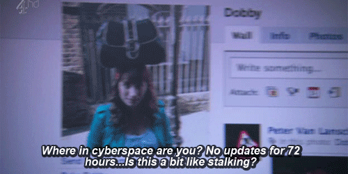 stalking,where are you,tv,funny,lol,comedy,tv show,uk,quotes,peep show,british comedy,cyberspace,funny quote