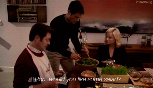 food,parks and recreation,rabbit,ron swanson,nick offerman,salad