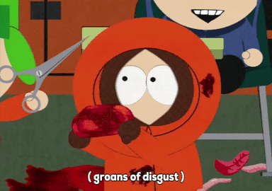 kenny mccormick,annoyed,disgusted,scissors