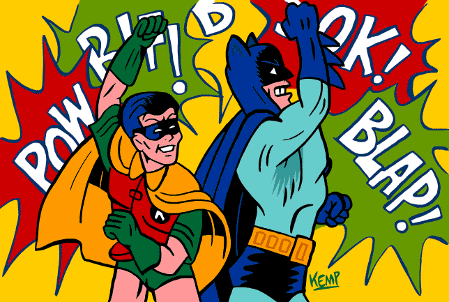 robin,sound effects,illustration,batman,60s