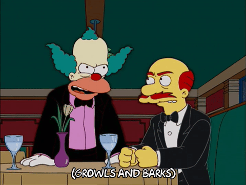 episode 12,angry,season 17,krusty the clown,aggressive,17x12,fine dining