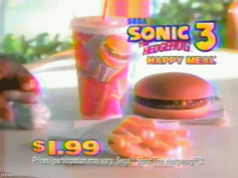 sonic,sonic the hedgehog,knuckles,mcdonalds,happy meal,90s,90s commercials,winemaster