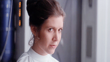 carrie fisher,leia,love,happy,star wars,cool,yas,gifscapade