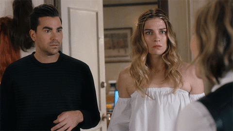 funny,comedy,confused,humour,schitts creek,cbc,canadian,schittscreek,alexis,confusion,david rose,daniel levy,levy,alexis rose,annie murphy,dan levy