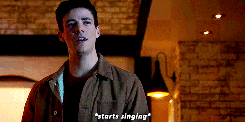barry allen,grant gustin,singing,supergirl,the flash,ariana huffington,coloringgggg