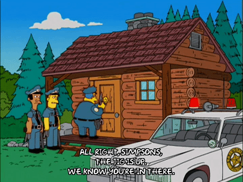 cabin,episode 3,car,season 14,chief wiggum,cops,eddie,lou,14x03