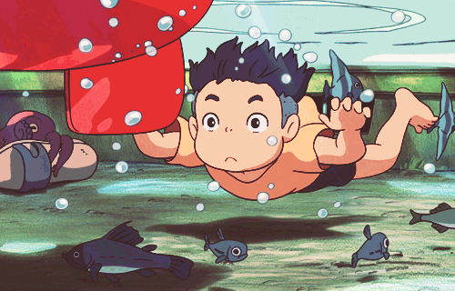 P ponyo on the cliff by the sea show you the money GIF.
