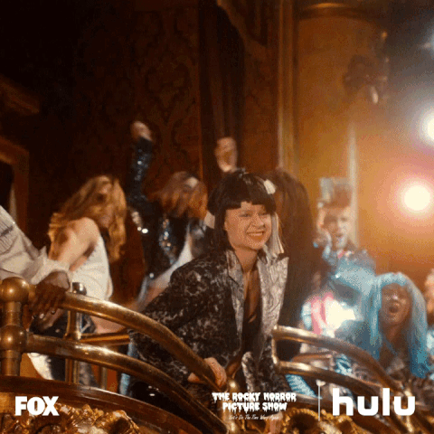 time warp,tv,happy,fox,excited,hulu,musical,cheering,the rocky horror picture show