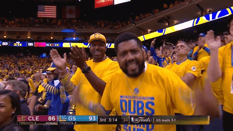 happy,excited,fans,golden state warriors,nba finals,kevin durant,having fun,game 5,2017 nba finals,lets go