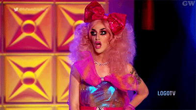 drag queen,rupauls drag race,tv,reaction,television,fashion,gay,logo,glitter,lips,drag race,huh,bow,uhh