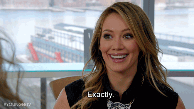 exactly,yes,tv land,younger,youngertv,hilary duff
