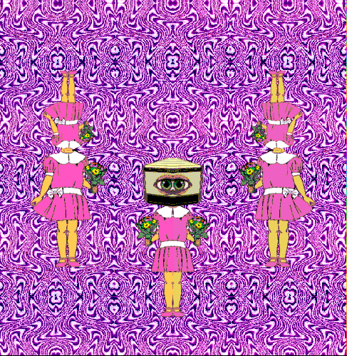 girl,trippy,head,flowers,optical illusion,op art,please like this it took my hours