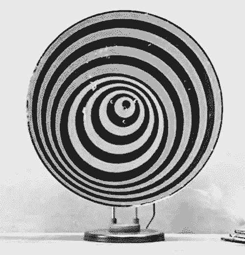Animated GIF: vintage hypnosis machine.
