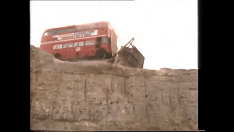 young ones,bus,routemaster,cliff