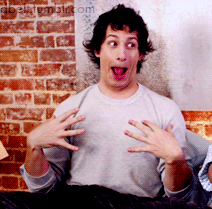 happy,excited,andy samberg,fingers