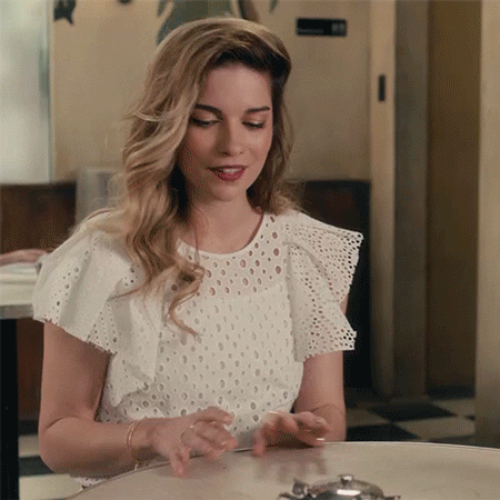 nervous,schitts creek,schittscreek,alexis rose,annie murphy,alexis,funny,comedy,cbc,canadian,laughter