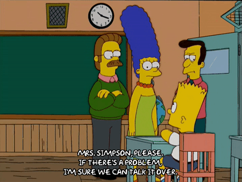 16x21,marge simpson,episode 21,school,mad,season 16,ned flanders,father,reverend,arms crossed