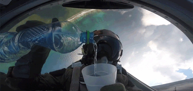water,cool,view,down,pilot,roll,fighter,jet,barrel,pouring,upside