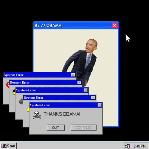 windows,system error,all of presidents,screen,computer,animation,internet,barack obama,crash,thanks obama,chris timmons