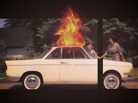 art,hot,car,fire,surreal,collage,flames,heated,oh really