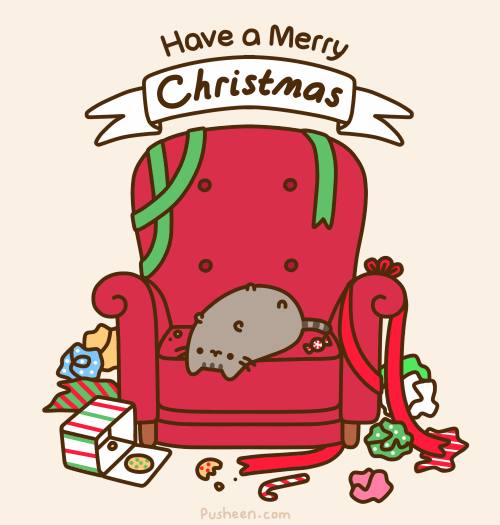 pusheen,cat,christmas,illustrated